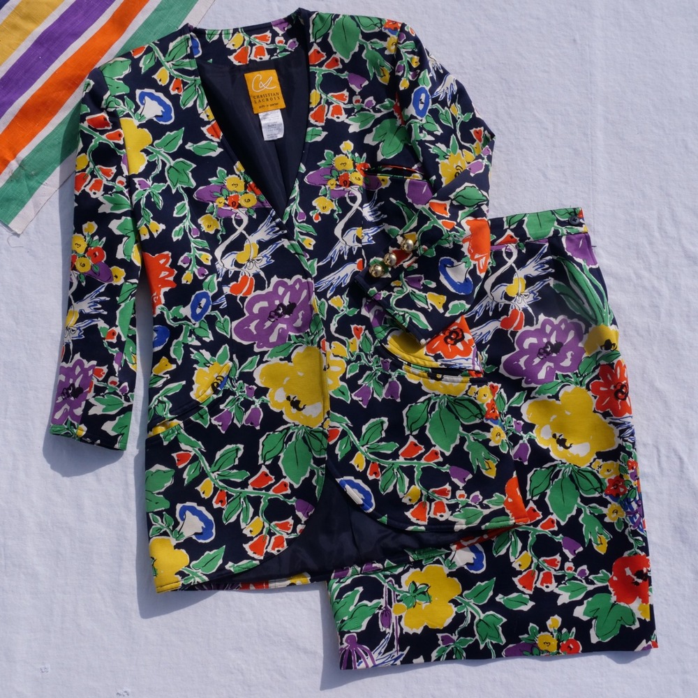 Gorgeous vintage 90s orange label Christian Lacroix pret-a-porter skirt suit